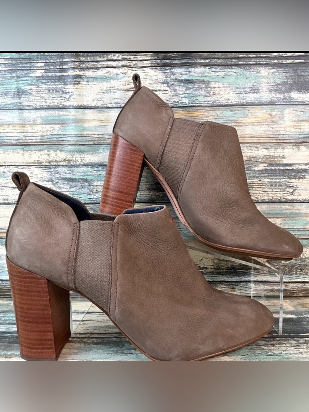 ED Ellen DeGeneres Mahoney Chelsea Bootie Womens 10M Brown Leather Block Heel